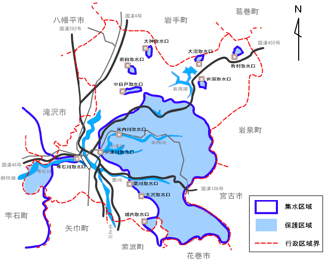 水道水源保護区域図