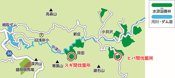 かん養林の間伐　位置図